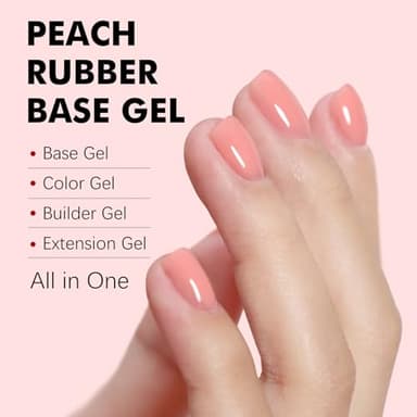 FZANEST Peach Pink Rubber Nail Base Gel 6 in 1 Builder Gel For Nails Thickening Strengthener Extension 15ml - Image 2