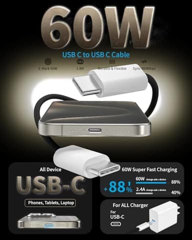 tiavalmax USB C to USB C Cable, Type C 60W Fast Charging Cable (6FT, 3Pack) for iPhone 17/16/15 Series, iPad 10, iPad Pro 13/12.9/11 Inch, Mini 7(A17 Pro)/6, Air 5, MacBook, AirPods Pro, Galaxy, Pixel - Image 2