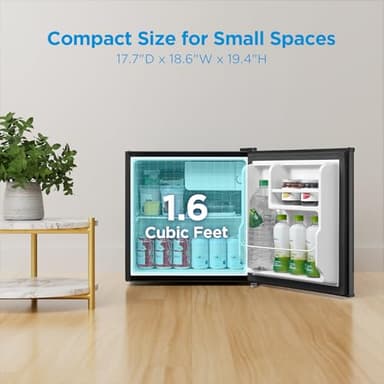 Midea WHS-65LB1 Compact Single Reversible Door Refrigerator, 1.6 Cubic Feet(0.045 Cubic Meter), Black - Image 2