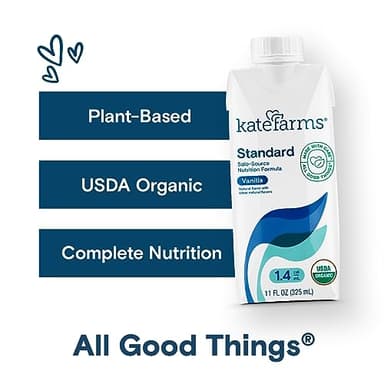 KATE FARMS Organic 1.4 High Calorie Nutrition Shake, Vanilla, 20g Protein, 27 Vitamins and Minerals, Meal Replacement, 11 oz (6 Pack) - Image 5