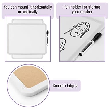 Mr. Pen- Dry Erase Board, 14” x 11” with a Black Dry Erase Marker, Small Mini White Board for Students, White Frame, Includes Double Sided Tapes - Image 4