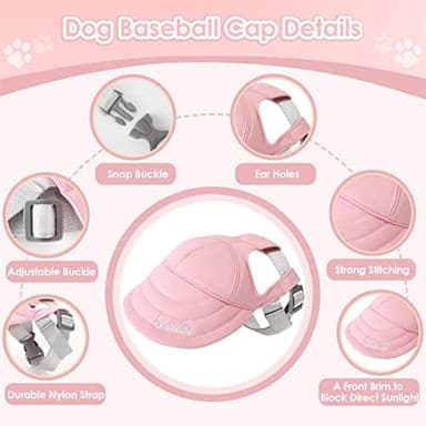 SlowTon Dog Hat for Small Dogs - 2Pcs Dog Owner Matching Hats Duck Baseball Cap for Dogs Sun Hats with Ear Holes Puppy Visor Cap Breathable Pet Family Matching Hats Adjustable Strap Outdoor (Pink, S - Image 3