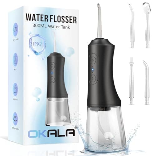 Water Dental Flosser - Portable Cordless Oral Irrigator 300ML, Rechargeable IPX7 Waterproof Irrigation Cleaner for Teeth Cleaning & Flossing, Travel & Home Use - Image 1
