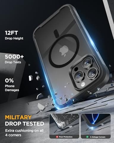 Miracase Magnetic for iPhone 16 Pro Max Case 6.9'' [Compatible with MagSafe] Full-Body Phone case with Built-in Glass Screen Protector& Camera Protector,Drop Proof 16 Pro Max Cover,Black - Image 4