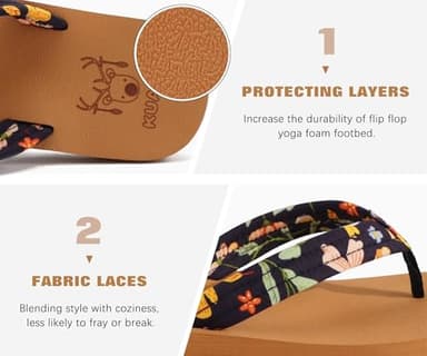 KuaiLu Womens Yoga Mat Flip Flops Comfortable Arch Support Ladies Summer Beach Pool Cushion Walking Thong Sandals Orthotic Slip on Outdoor Slides Travel Essentials Outfits Slippers Shoe Khaki Size 6.5 - Image 6