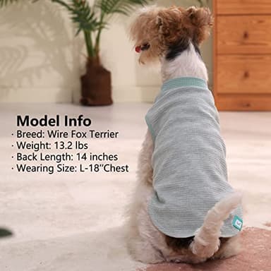 KYEESE 2Pack Dog Shirts Waffle for Small Dogs Stretchy Pet T-Shirts Lightweight Dog Tank Top Sleeveless Dogs Vest Breathable, X-Large, Green+Grey - Image 6