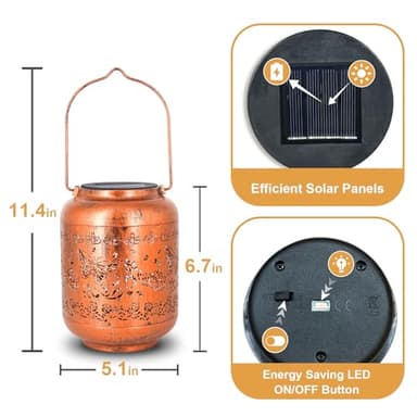 Mothers Day Gifts Butterfly Solar Lanterns Outdoor Hanging Waterproof Butterfly Garden Decor Gifts for Women Mom Grandma Metal Solar Lights Decoration Outside for Yard, Patio,Pathway Landscape - Image 6