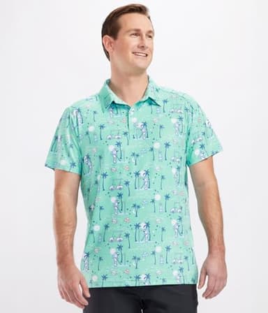 Tipsy Elves Golf Shirts for Men - Performance Athletic Fit Men's Golf Polo Shirts for Men w/Moisture Wicking Stretch Fabric - Men's Green Zero Gravity Golf Polo Size XX-Large - Image 2