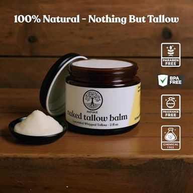 Beef Tallow Balm for Skin | NAKED TALLOW BALM | 1 Ingredient - 100% Grass Fed Tallow | Whole Body & Face Moisturizer | Whipped & UNSCENTED for Sensititve Dry Skin, Babies, Eczema, Psoriasis, Rosacea (2oz) - Image 2