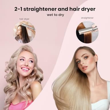 Hair Straightener - 2 in 1 Wet to Dry Hair Dryer and Straightener with High-Speed Airflow + Rapid Heat-Up + Customizable Temperature + LCD Display & Auto Shut-Off + No Heat Damage for All Hair Types - Image 3