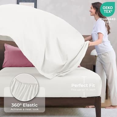 HEVUMYI Queen Comforter Set - 7-Piece All Season Bed in a Bag Queen, Ultra Soft Bedding Set with Comforter, Flat Sheet, Fitted Sheet, Pillowcases, Pillow Shams, Pink & Ivory - Image 5
