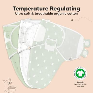 3-Pack Organic Baby Swaddle Sleep Sacks - Swaddles for Newborns, Infant 0-3 Months, Baby Girls, Boys, Soft & Snug Newborn Sleep Sack, Nursery Swaddling Blankets (Bunnies) - Image 4