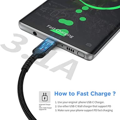 6 Inch USB C Charger Cord, 2 Pack Short USB C to C Cable Braided Fast Charging USBC Cable Compatible with iPhone 15 Samsung Galaxy S23 Ultra Google Pixel - Image 2