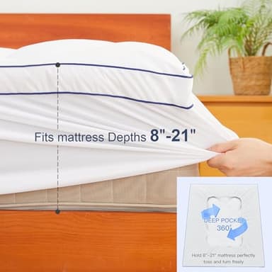 Belffin Pillow Top Mattress Topper King Size, Mattress Pad Cover with 8-21 Inch Deep Pocket, Bed Mattress Protector for Back Pain Relief Soft Breathable Overfilled Down Alternative Filling, White - Image 5
