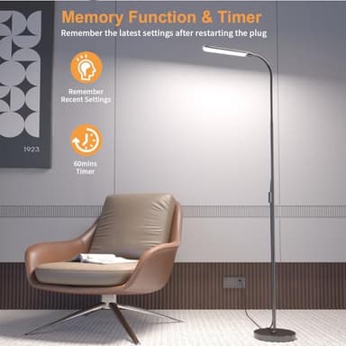 xinp Floor Lamp, Bright 18W LED Standing Lamps for Living Room, Remote Stepless Adjustable Color and Brightness Dimmable with ON/Off Switch, Gooseneck Reading Lights for Bedroom Office, 1300LM Black - Image 5