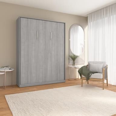 Bestar Claremont Queen Size Murphy Bed in Platinum Gray, Space-Saving Sleeping Arrangement for Multipurpose Area, Bedroom, or Guest Room - Image 4