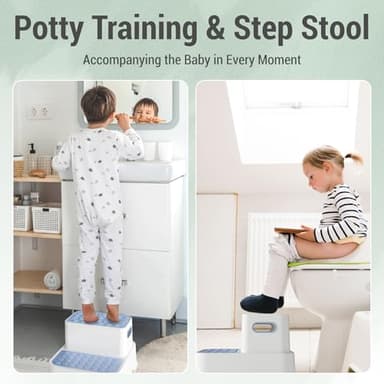COOSEYA 2 Step Stools for Kids,Toddler Step Stool for Bathroom Sink,No-Slip Double up Stepping for Toddlers Bathroom, Multifunctional Toilet Potty Stool for Kids,Toilet Potty Training(2 Packs)（Blue） - Image 6