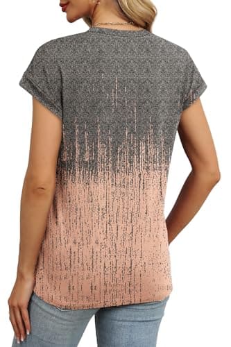 Alaroo Summer Tops for Women 2025 Boho Business Casual Short Sleeve T Shirts Beach Vacation Print 16 L - Image 4