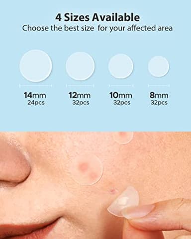 LitBear Acne Pimple Patches- Day and Night 4 Sizes 180 Dots Thin & Thick Hydrocolloid Patches with Witch Hazel, Tea Tree & Calendula Oil, Extra Adhesion for Face Zit Patch Dots - Image 5