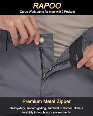 Rapoo Ripstop Water Resistant Cargo Tactical Pants for Men EDC Hiking Work Military Army Pants with 9 Pockets - Image 3