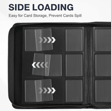 Toploader Binder, Holds 360 Toploaders, 100 Toploaders INCLUDED, 9-Pocket PU Cover Top Loader Binder for 3" x 4" Rigid Toploaders, Ringless Double-Sided Toploader Card Binder for TCG, Sport Cards - Image 7