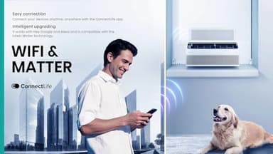 Hisense 8,000 BTU Smart Inverter Window Air Conditioner Easy Install Bracket, Up to 350 Sq Ft, Ultra-Slim Profile, 3 Speed, 700W, 4‑Way Air Direction HLAW0825TW (Renewed) - Image 9