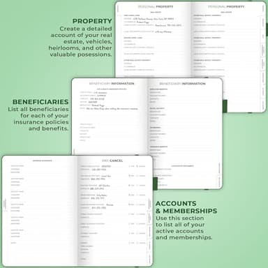 Clever Fox End of Life Planner – Final Arrangements Organizer for Beneficiary, Will Preparation, Last Wishes & Funeral Planning, A5 (Dark Green - Image 4