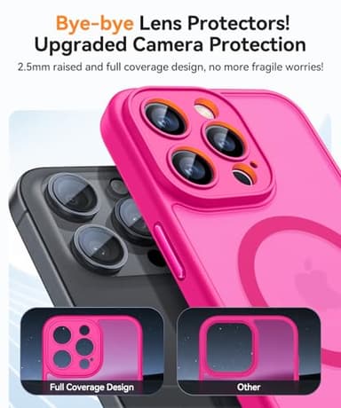 CANSHN Magnetic Compatible with iPhone 13 Pro Max Case, Upgraded [Full Camera Protection] [Compatible with Magsafe] [Translucent Matte] Shockproof Protective Phone Case Cover 6.7 Inch - Hot Pink - Image 4