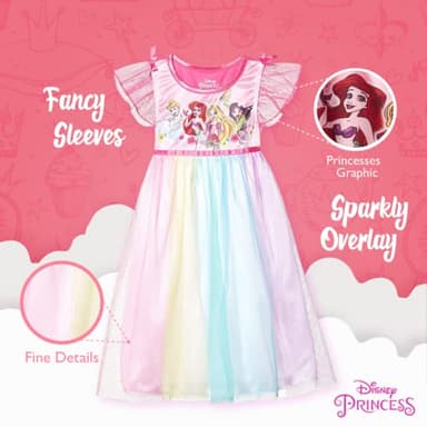 Disney Girls' Princess Fantasy Gown Nightgown, PRINCESS PARTY GOWN 4, 4T - Image 4
