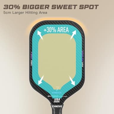 YVmove T800+3K Carbon Fiber Pickleball Paddles with 16mm V-Sonic IV Dynamic Core, Premium Pickle Ball Racket with Enhanced Control & Ultimate Spin, USAPA Approved - Image 6