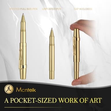 MCNTEIK EDC Luxury Gel Pen, Brass Body,24k Gilded Clip,Heavy Pocket Pen,Best Pen for Men, Women, Include Fancy Gift Box,Spare black Refill,Classic,Sport,Nice Office Designer Pens Set - Image 2