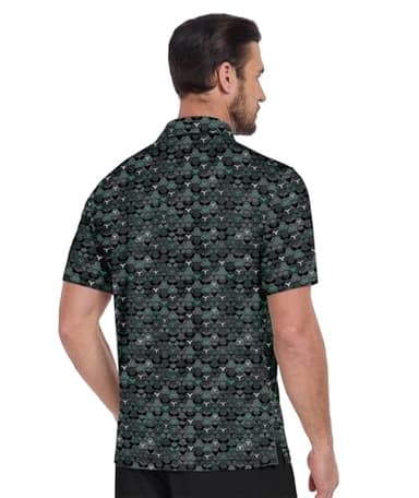 ZITY Men's Golf Shirts Short Sleeve Moisture Wicking Performance Print Patterns Casual Collared Golf Polo Shirt for Men Blackish Green - Image 2