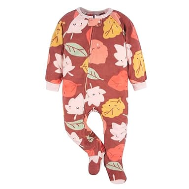 Gerber Baby Girls Flame Resistant Fleece Footed Pajamas 2-Pack, Pink Leaves, 12 Months - Image 3