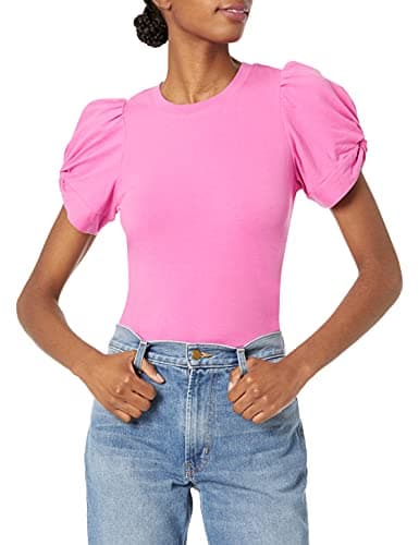Amazon Essentials Women's Regular-Fit Twist Sleeve Crewneck T-Shirt, Bright Pink, Small - Image 1