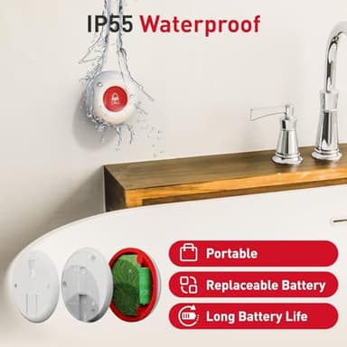 CallToU Wireless Caregiver Pager Smart Call System 2 SOS Call Buttons/Transmitters 2 Receivers Nurse Calling Alert Patient Help System for Home/Personal Attention Pager 500+Feet Plugin Receiver - Image 4