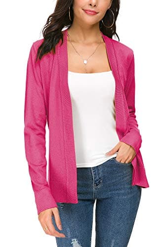 EXCHIC Women's Long Sleeve Open Front Cardigan Sweater Lightweight Casual Knit Sweaters (Rose, X-Large) - Image 3