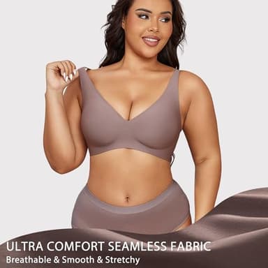 Gailife Deep V Bras for Women No Underwire Wireless Push Up Bra Seamless Plunge Bralette Comfort Supportive Bra Full Coverage -BK/GR,L - Image 5