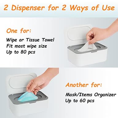 2 Pack Wipes Dispenser, Wipe Holder for Baby & Adult, Seposeve Refillable Wipe Container, Keeps Wipes Fresh, One-Handed Operation. Non-Slip, Easy Open/Close Wipes Pouch Case(2 Grey) - Image 5