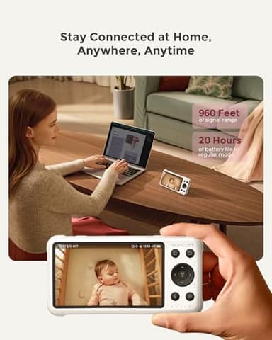 Momcozy Smart WiFi Baby Monitor with Camera and Audio, 5" 1080P Screen with Wall Mount, Motion & Cry Detection, Safe Fence, Clear Night Vision, 5000mAh Battery, 2-Way Talk, Photo & Video Recording - Image 8