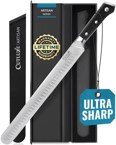 Cutluxe Slicing Carving Knife – 12" Brisket Knife, Meat Cutting and BBQ Knife – Razor Sharp German Steel, Sheath Included, Full Tang, Ergonomic Handle Design – Artisan Series - Image 1
