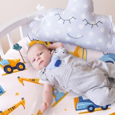 4 Pack Baby Boy Bassinet Sheets Set Soft Fitted Baby Boy Mattress Covers Construction Truck or Dinosaur Theme Breathable Toddler Sheets for Infant Boys (Construction Truck, Bassinet Sheets) - Image 4