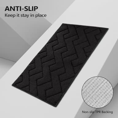 hicorfe Kitchen Rugs and Mats Sets,2 Pieces Super Absorbent Polypropylene Non-Slip Rug,Soft Comfort Floor Mat,Washable for Kitchen,Hallway,Office,Sink,Laundry(20" x 31.5" Plus 20" x 48",Black) - Image 3