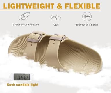 KuaiLu Womens Recovery Sandals Comfort Plantar Fasciitis Arch Support Ladies Orthopedic Adjustable Strap Sport Slides Open Toe Slip On Athletic Cushion Slippers Summer Beach Sandles Tan Brown Size 7 - Image 6