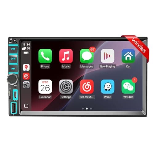 7" Wireless Apple CarPlay & Android Auto Double Din Car Stereo - 240W High-Power Sound, Touchscreen Bluetooth Receiver with USB-C/AUX/TF Ports, RDS/FM/AM Radio & MirrorLink HD Display - StyleA - Image 1