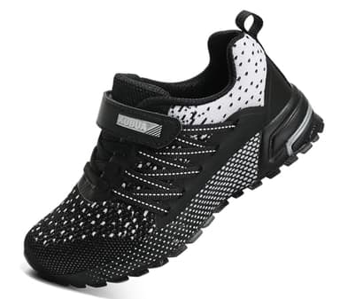 Kids Sneakers for Boys Girls Running Tennis Shoes Lightweight Breathable Sport Athletic Black White B Size US 1 Big Kid - Image 1