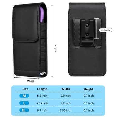 ACCKUO Leather Phone Holster with Strong Metal Belt Clip and Magnetic Closure Compatible with iPhone 16/15/14/13/12 Pro Max, Galaxy S25/S24/S23/S22 Plus & FE, L-Black - Image 7