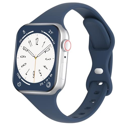 DYKEISS Sport Slim Silicone Bands Compatible for Apple Watch Band 38mm 42mm 40mm 44mm 41mm 45mm 49mm, Thin Soft Narrow Replacement Strap Wristband for iWatch Series 9/8/7/SE/6/5/4/3/2/1/Ultra Women - Image 1