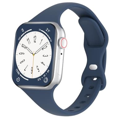 DYKEISS Sport Slim Silicone Bands Compatible for Apple Watch Band 38mm 42mm 40mm 44mm 41mm 45mm 49mm, Thin Soft Narrow Replacement Strap Wristband for iWatch Series 9/8/7/SE/6/5/4/3/2/1/Ultra Women - Image 1