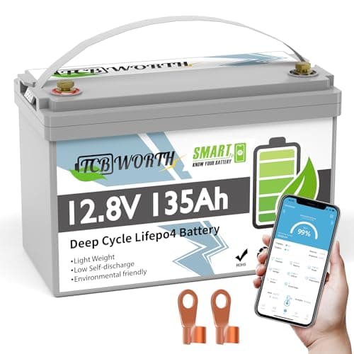 TCBWORTH 12V Lithium Battery 135Ah Bluetooth, Rechargeabel Deep Cycle LiFePO4 Batteries, 100A Smart BMS with Low-Temp Protection, Perfect for RV, Solar, Boat, Marine, Trolling Motor - Image 1
