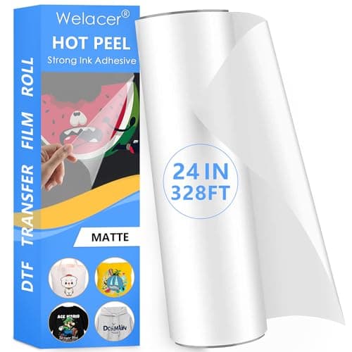 Welacer DTF Transfer Film Roll 24 Inch x 328 FT for Sublimation Double-Side Matte Clear Pretreat Sheets, PET Heat Transfer Paper for Inkjet Printer Direct Print(Hot & Cold Peel) - Image 1
